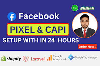 setup conversion api, google analytics 4 and also setup facebook pixel with GTM