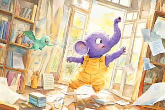 create children story book illustration watercolor