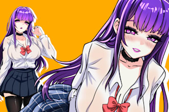 draw custom visual novel character sprites with expressions