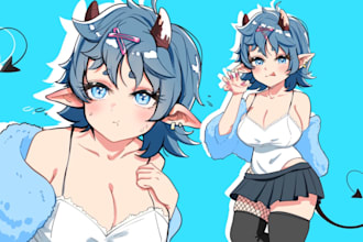 design custom anime character for your visual novel or game