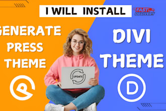 install divi theme or generatepress premium with original licence in your site