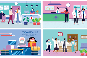 draw custom 2d flat illustration or modern flat vector illustrations for you