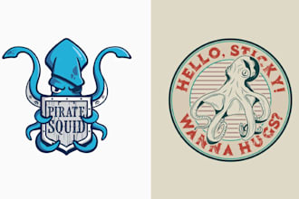 make vintage mascot octopus logo