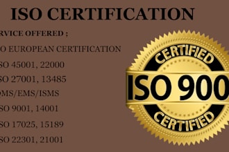 provide iso 9001, 45001, 27001, 22000, 22716 gmp, and other certifications