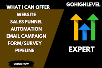 setup gohighlevel automation, landing page, sales funnel,  ghl expert