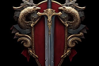 do  medieval, fantasy, rpg, rustic, scifi and game logo