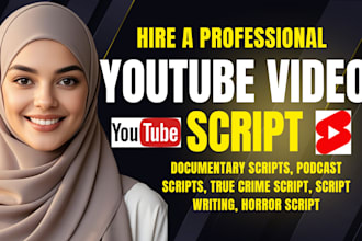 be your youtube video script writer, true crime, script writing, podcast script