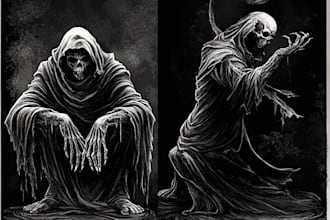 create anything dark art, horror, metal, brutal illustration