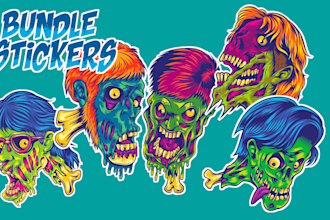 draw an bundle stickers in hand drawn style