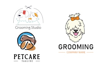 make hand drawn pet shop dog pet grooming logo