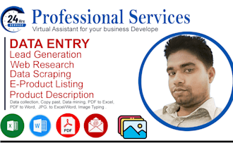 do data entry, data scraping, copy paste, email leads, pdf to excel data entry