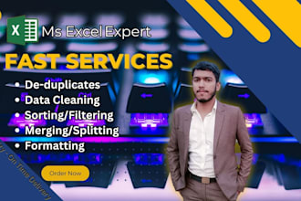 do ms excel data cleaning and formatting, merging, splitting, sorting