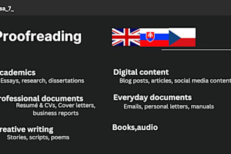 proofreading documents in sk, en, cz