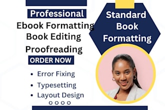 do ebook formatting, book editing proofreading, kindle typesetting layout design