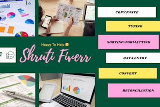do data entry, convert pdf to excel, copy paste, typing, CRM data entry