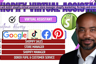 audit shopify virtual assistant store manager shopify marketing, fix bugs, error