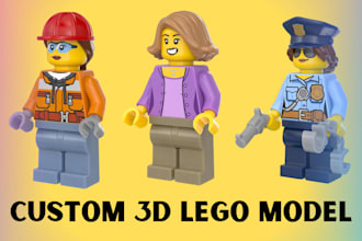 do custom lego model, 3d lego animation, lego minifigure , lego set modelling
