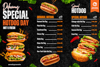 do food menu design, restaurant menu design, digital menu and food flyer