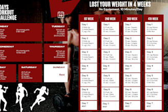 canva printable digital fitness planner, workout tracker, weight loss journal