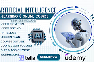 do online course on artificial intelligence course with PPT slides, tella video