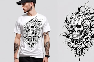 design line art traditional tattoo and tshirt design