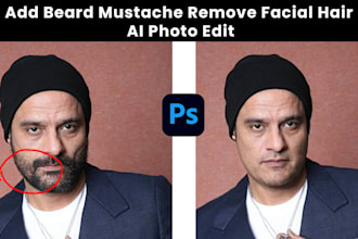 add beard mustache remove facial hair ai photo edit