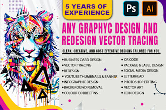 any graphic design or fix enhancement redesign vector tracing web print urgent