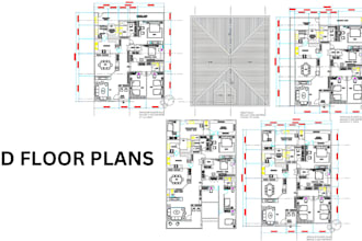 draw floor plan, sections elevations house plan electrical plumbing in autocad