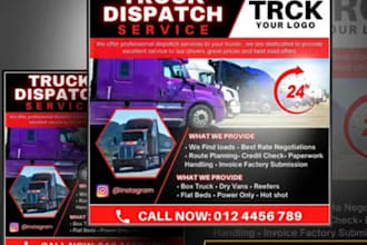 design logistics, trucking, dispatch, freight broker, transport, travel flyers