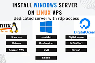 install windows server on linux vps dedicated server with rdp access