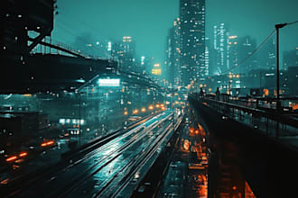 create a cyberpunk city sci fi style for any project