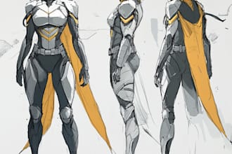 create concept art superhero character for anime style comic