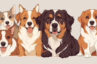 draw vector line art dog or pet portraits