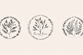 design hand drawn botanical boho minimalist logo