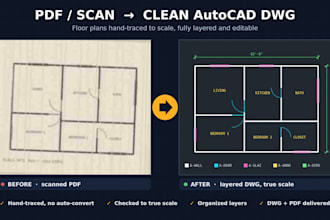 convert PDF to cad and trace floor plans in autocad dwg