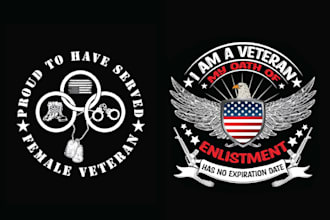 do vintage military skull veteran logo and t shirt design