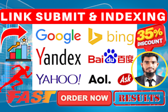 index submit your website on google, bing, yahoo, baidu, yandex search engines