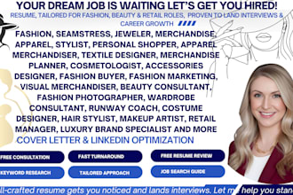 craft a fashion resume, seamstress, jeweler footwear designer merchandise resume