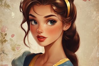 do a portrait in semi realism disney cartoon style