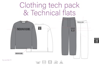 design clothing sketch and factory ready tech pack