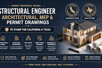 structural engineer architectural permit drawing USA california texas pe stamp