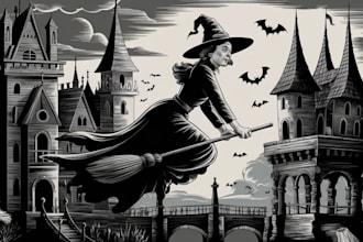 draw dark art illustration in vintage engraving style