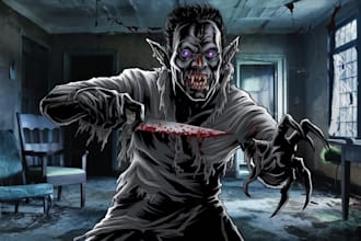 draw fantasy or dark creepy horror art illustration