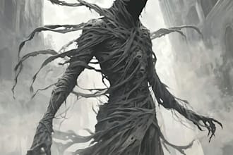 make a fantasy horror character art and illustration