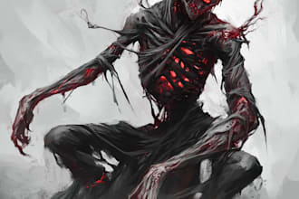 design unique fantasy horror character art for your project