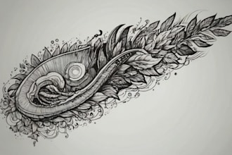 draw black and white line art for tattoos, tshirts and merch