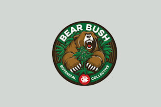 design awesome cannabis bear bush logo