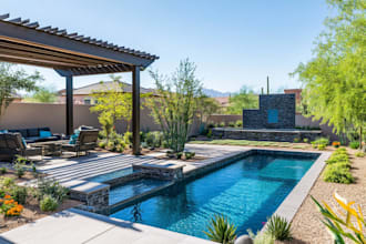do a home garden, pool, patio, villa landscape, farmhouse