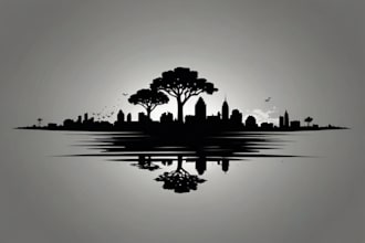 draw black and white vector silhouette logo