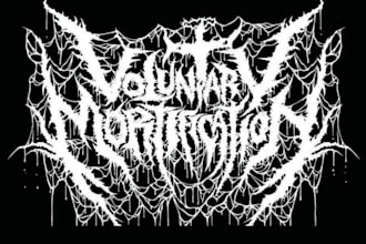 create death metal logo with texture and chrome effect